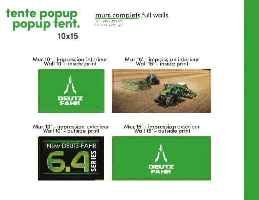 Mur en toile pour tente popup